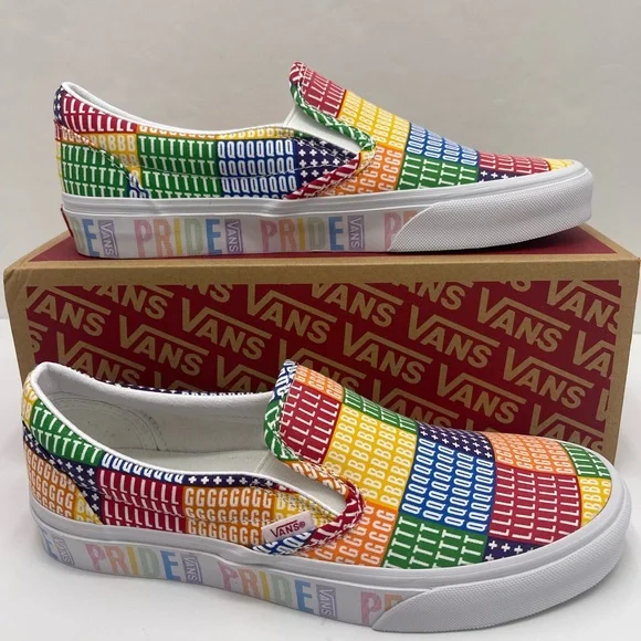 Vans Men’s Multicolor Classic Slip-On (Pride) Multi/True White Sneakers - Picture 16 of 16
